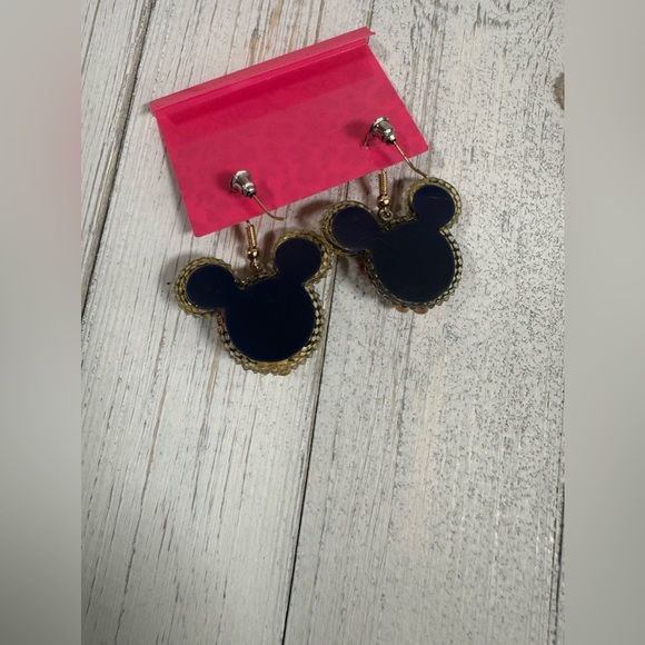 Betsey Johnson Minnie Mickey Mouse Resin Earrings Disney w Flowers Pink Black - Picture 3 of 8